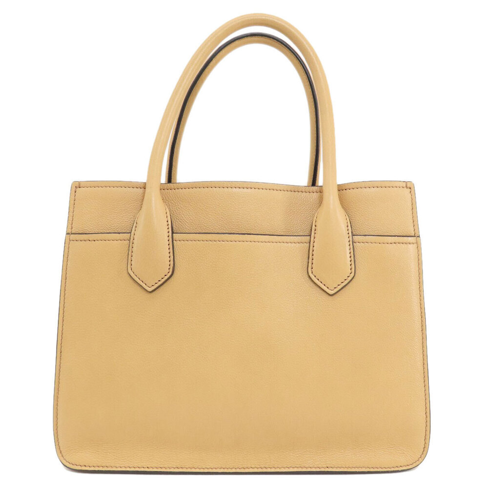 Prada handbag 2way Tan logo Yellow leather signature beige triangle